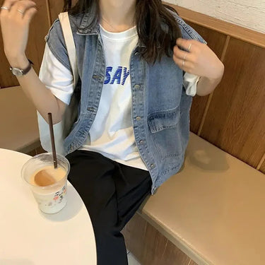 Sleeveless Denim Jacket with Relaxed Fit 3