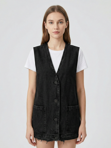 Sleeveless Denim Vest Jacket 0