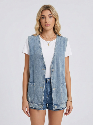 Sleeveless Denim Vest Jacket 1