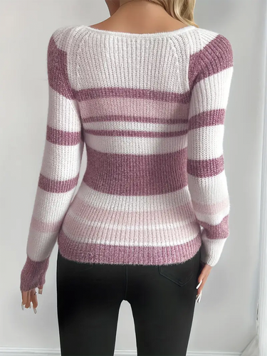 Slim Fit Color Block Striped Sweater 3