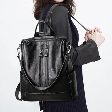 Soft Backpacks for women New PU Artificial Leather women's backpack large capacity black backpack fashion trend student class 1