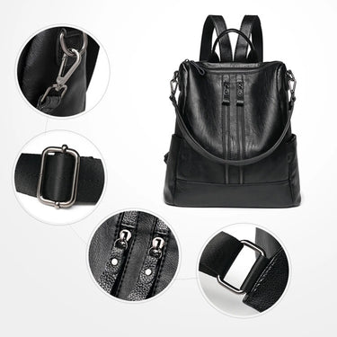 Soft Backpacks for women New PU Artificial Leather women's backpack large capacity black backpack fashion trend student class 2