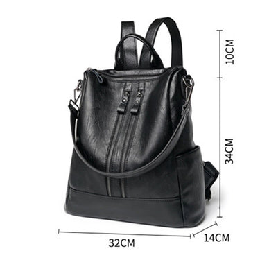 Soft Backpacks for women New PU Artificial Leather women's backpack large capacity black backpack fashion trend student class 3