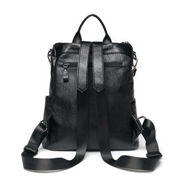 Soft Backpacks for women New PU Artificial Leather women's backpack large capacity black backpack fashion trend student class 4