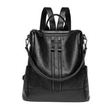 Soft Backpacks for women New PU Artificial Leather women's backpack large capacity black backpack fashion trend student class 5