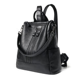 Soft Backpacks for women New PU Artificial Leather women's backpack large capacity black backpack fashion trend student class 6