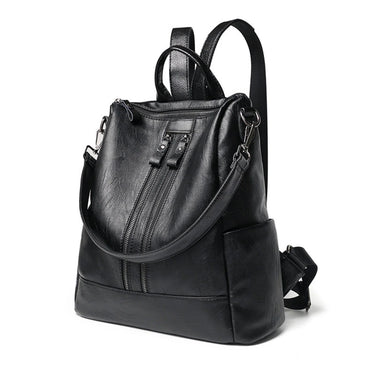 Soft Backpacks for women New PU Artificial Leather women's backpack large capacity black backpack fashion trend student class 6