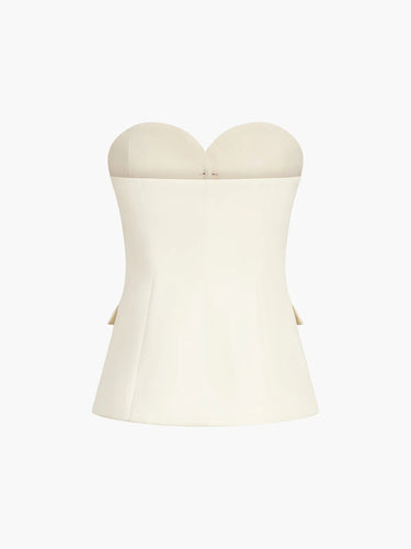 Solid Tube Top With Wide Leg Pants Set 5