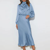 Sophia Satin Evening Dress – Elegant Long Sleeve Formal Wear 0