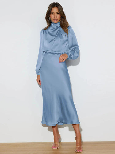 Sophia Satin Evening Dress – Elegant Long Sleeve Formal Wear 0