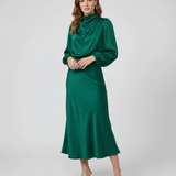 Sophia Satin Evening Dress – Elegant Long Sleeve Formal Wear 1