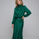 Sophia Satin Evening Dress – Elegant Long Sleeve Formal Wear 3