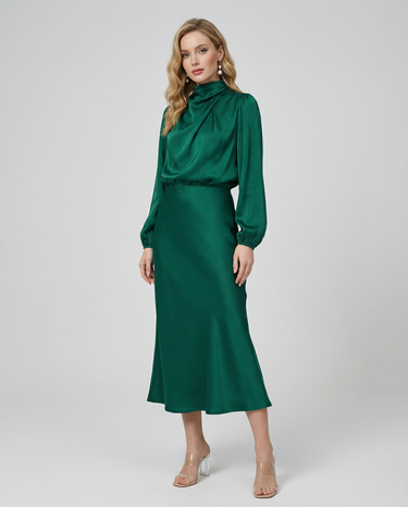 Sophia Satin Evening Dress – Elegant Long Sleeve Formal Wear 4