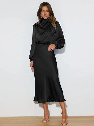 Sophia Satin Evening Dress – Elegant Long Sleeve Formal Wear 7