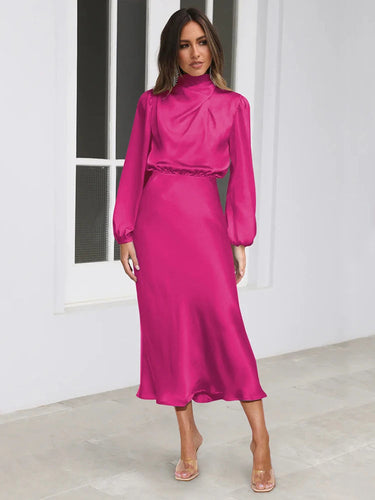 Sophia Satin Evening Dress – Elegant Long Sleeve Formal Wear 8