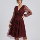 Sophia V-Neck Cocktail Dress – Elegant Slim Fit for Special Occasions 1
