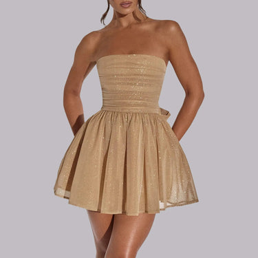 Sparkly Mini Dress – Elegant Strapless A-Line Design 5