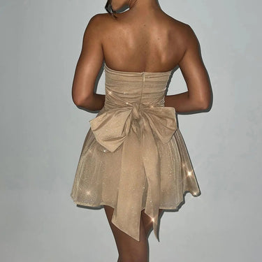 Sparkly Mini Dress – Elegant Strapless A-Line Design 6