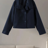 Stand Collar Women Winter Woolen Coats 2025 Autumn Single Breasted Loose Female Long Sleeve Jacket Office Lady Street Short Coat 4