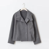 Stand Collar Women Winter Woolen Coats 2025 Autumn Single Breasted Loose Female Long Sleeve Jacket Office Lady Street Short Coat 9