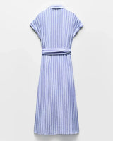Striped Linen-Blend Maxi Dress with Belt 5