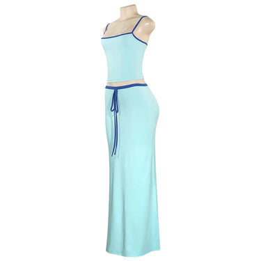 Summer 2024 New Pure Color Sleeveless Bandeau Top High Waist Long Skirt Women's Set European And American Trade Short Style 5
