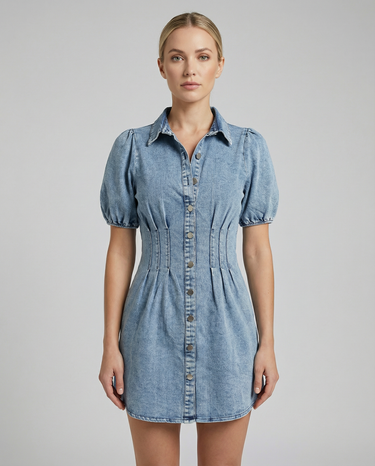 Summer Denim Dress – Puff Sleeve A-Line Elegance 3