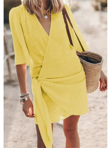 Summer V-Neck Dress – Chic Lace-Up Design for Effortless Style 7