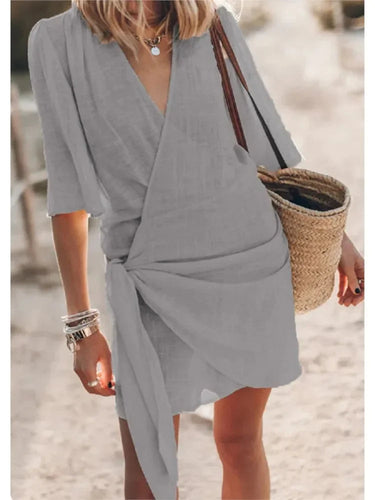 Summer V-Neck Dress – Chic Lace-Up Design for Effortless Style 8