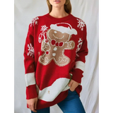 Sweater Women Christmas Snowman Knitted Long Sleeve Round Neck Ladies Jumper Fashion Casual Winter Autumn Pullover Clothes 2025 0