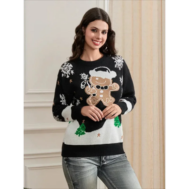 Sweater Women Christmas Snowman Knitted Long Sleeve Round Neck Ladies Jumper Fashion Casual Winter Autumn Pullover Clothes 2025 4