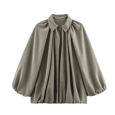 TRAFZA 2025 Women Casual Vintage Green Loose Coats Long Sleeve Zipper Bomber Jacket Autumn Female Fashion Streetwear Coat 6