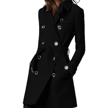 Tessa Black Trench Coat – Stylish Double Breasted Design for Casual Streetwear 7