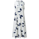 Tessa Leaf Print Maxi Dress – Stylish V-Neck Sleeveless Summer Look 5