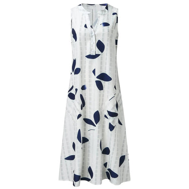 Tessa Leaf Print Maxi Dress – Stylish V-Neck Sleeveless Summer Look 5