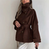 Ticketsx Vintage Trench Coat – High Neck Double Breasted Design for Chic Fall Style 4
