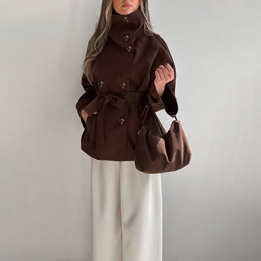 Ticketsx Vintage Trench Coat – High Neck Double Breasted Design for Chic Fall Style 5