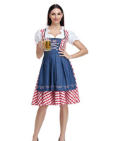 Traditional Bavarian Oktoberfest Costumes Plaid Dirndl Dresses Women Apron Dress German Beer Wench Maid Cosplay Party Dress 11