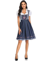 Traditional Bavarian Oktoberfest Costumes Plaid Dirndl Dresses Women Apron Dress German Beer Wench Maid Cosplay Party Dress 3