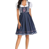 Traditional Bavarian Oktoberfest Costumes Plaid Dirndl Dresses Women Apron Dress German Beer Wench Maid Cosplay Party Dress 6