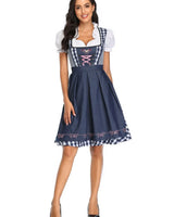 Traditional Bavarian Oktoberfest Costumes Plaid Dirndl Dresses Women Apron Dress German Beer Wench Maid Cosplay Party Dress 6