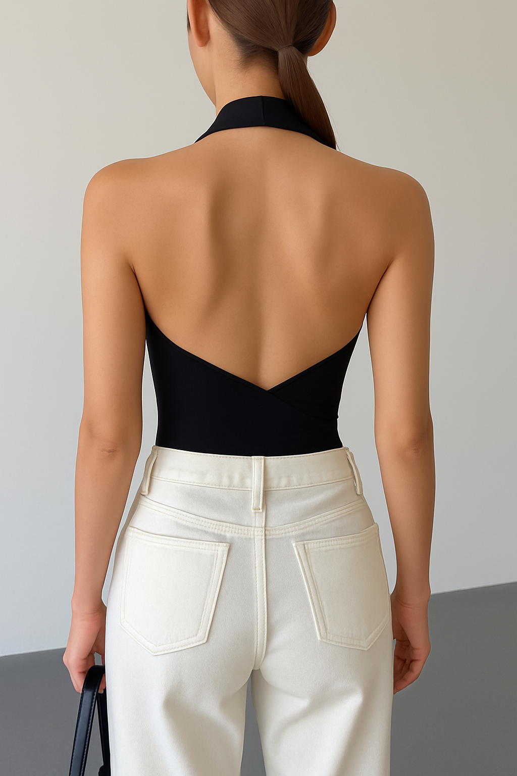 V-Neck Halter Open Back Tank Top