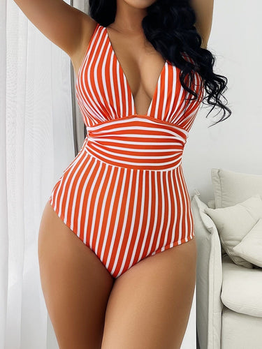 V-Neck Retro Striped Swimsuit for Stylish Summer Fun 4