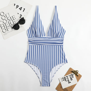 V-Neck Retro Striped Swimsuit for Stylish Summer Fun 6