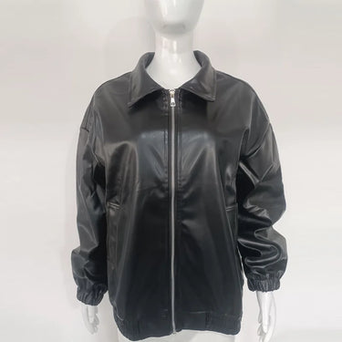 Versatile Classic Basic PU Leather Jacket Women's Autumn Retro Motorcycle Suit Trendy Fashion Solid Color Minimalist Outerwear 4