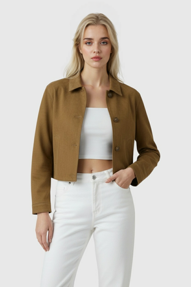 Victoria | Elegant French Collar Casual Jacket with Long Sleeves - Lumina 1