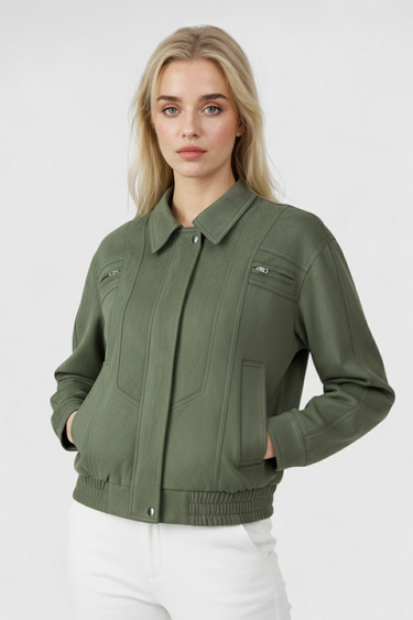 Victoria | Elegant Green Bomber Jacket with Timeless Style - Lumina 1