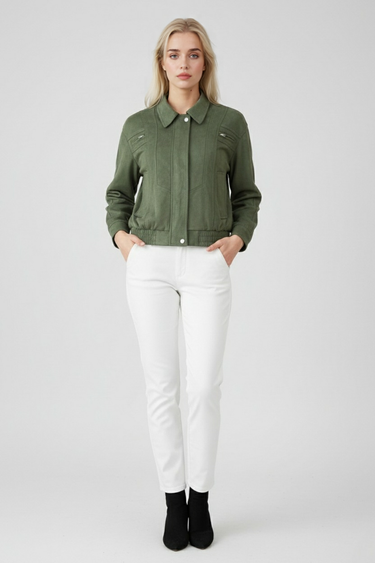 Victoria | Elegant Green Bomber Jacket with Timeless Style - Lumina 2