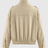 Victoria | Stylish Beige Bomber Jacket with Stand Collar - Lumina 3