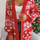 VigoCasey 2025 Autumn Print Christmas Sweater Cardigan Winter Women Casual Cardigan Lady Loose Long Sleeve Knitted Coat Outwears 0